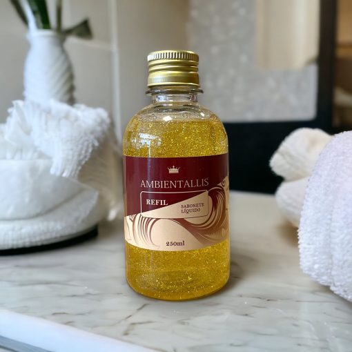 Refil Sabonete Líquido com Glitter Dourado 250 ml - Ambientallis Aromas